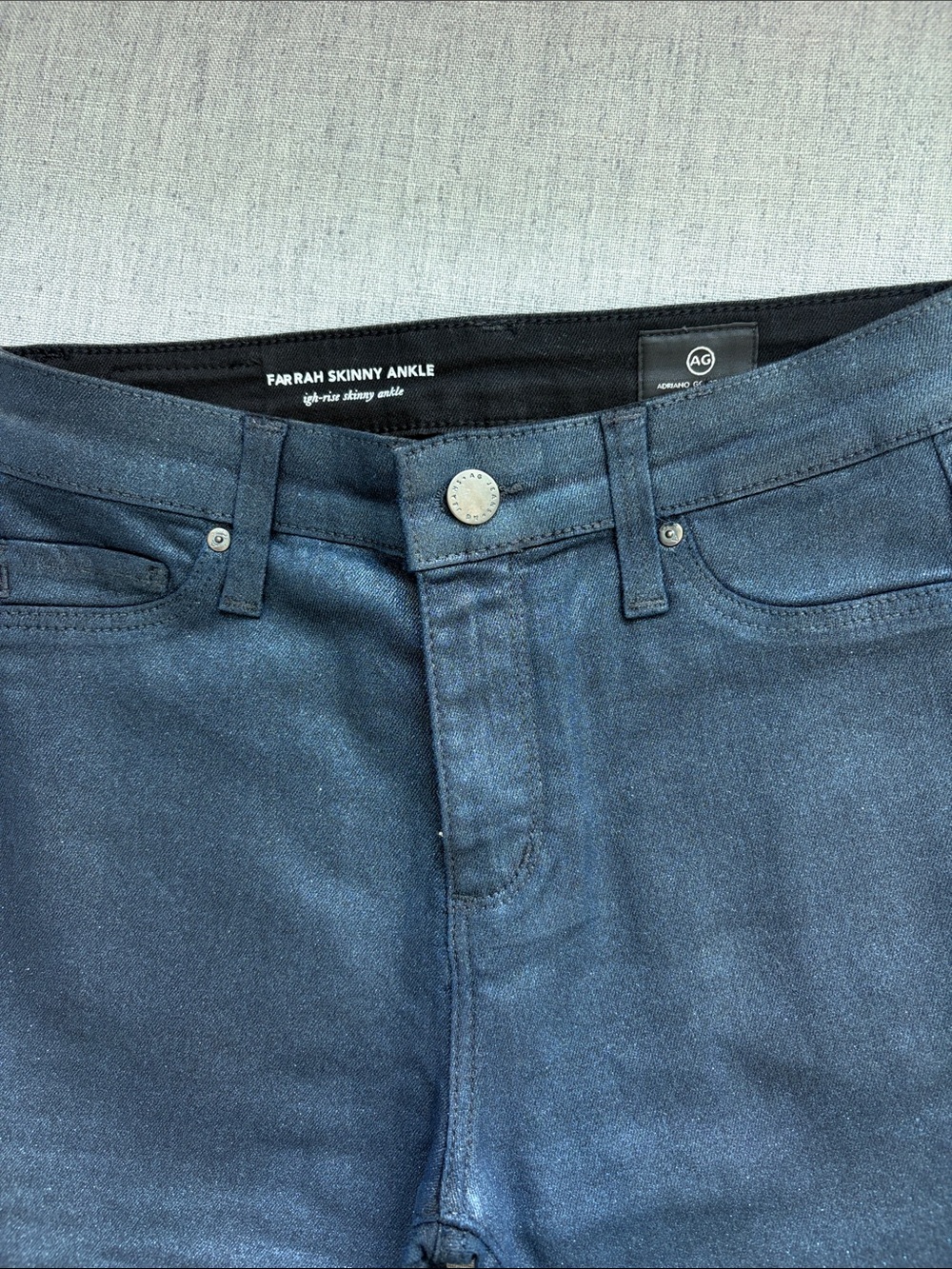 Ag Adriano Goldschmied Farrah Skinny Ankle Jeans in Shimmering Navy